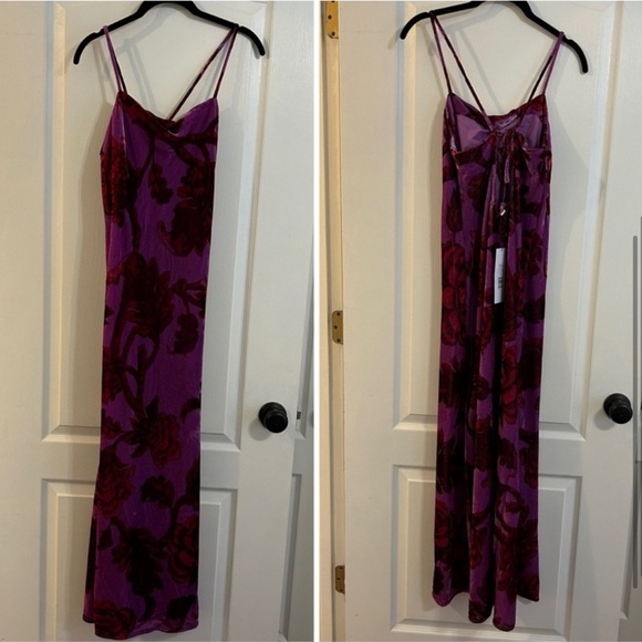 Rhode Jemima Dress in Camellia Vine Crocus Sz 6 Velvet Midi - Picture 3 of 5